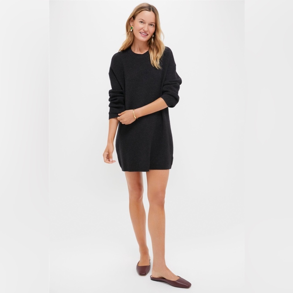 Vince Women’s Black Cotton Sweater Dress Size M Made in USA Long Sleeve
